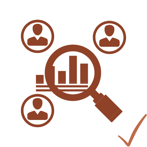 magnifying glass over profile circles icon