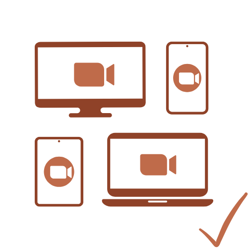 2 laptop and 2 mobile Zoom screens icon