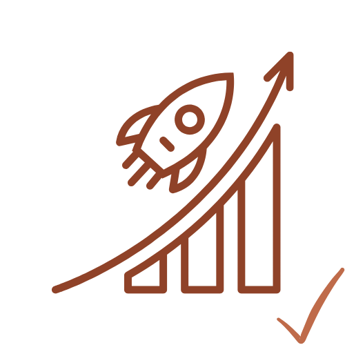 Rocket over a graph icon